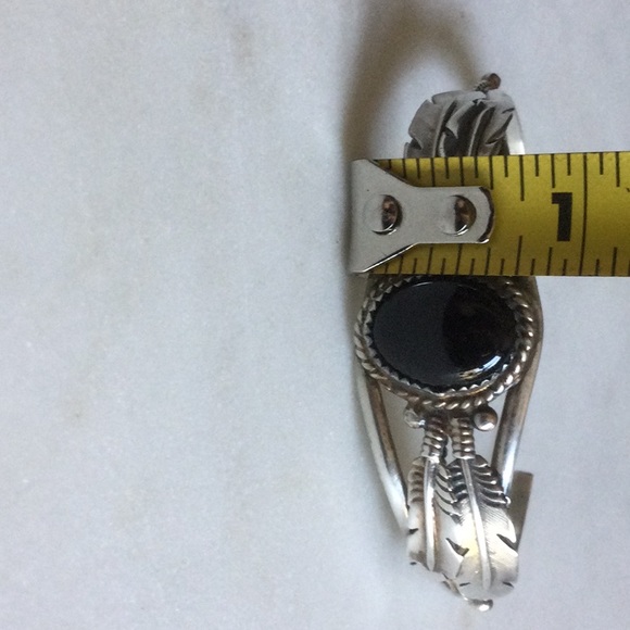 Native American Silver And Black Onyx Cuff Bracelet - Picture 6 of 7